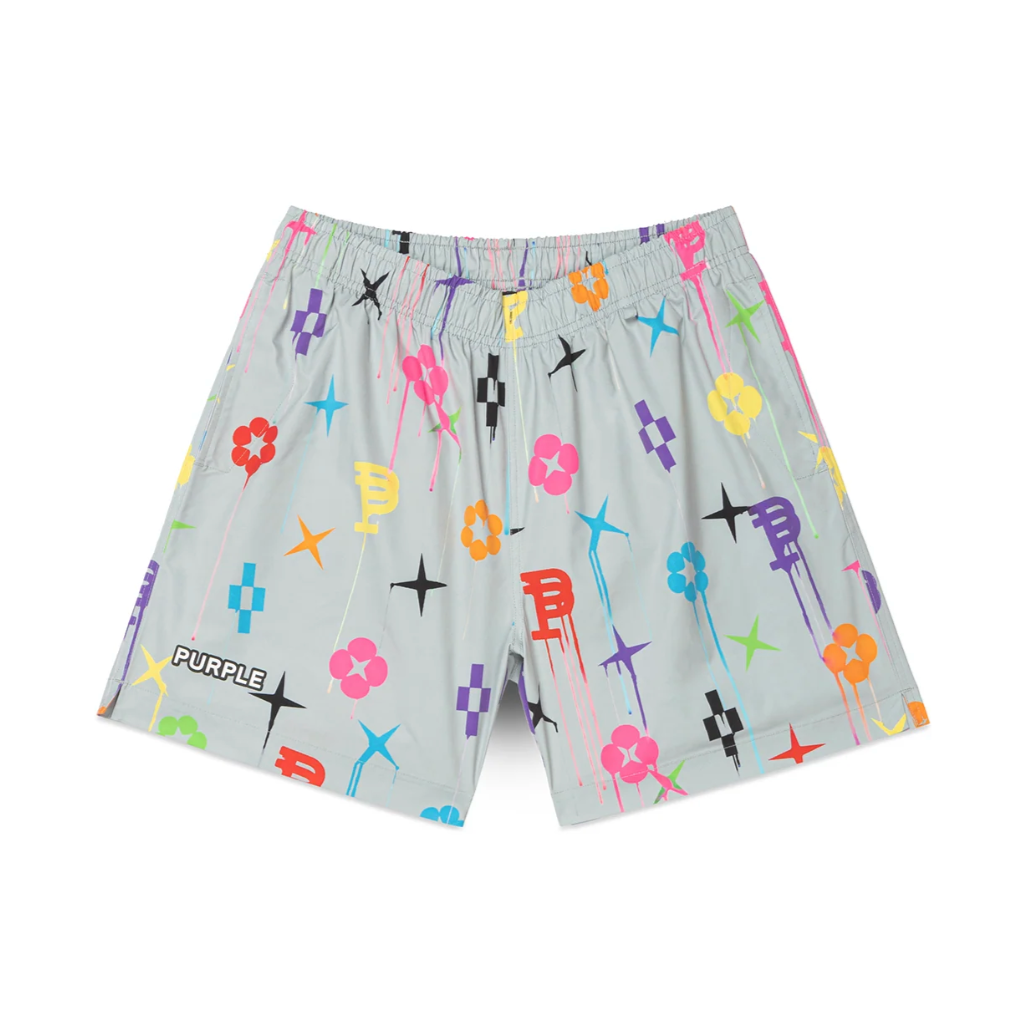 Purple Brand Painted Monogram All Around Shorts (Multi) - PURPLE BRAND