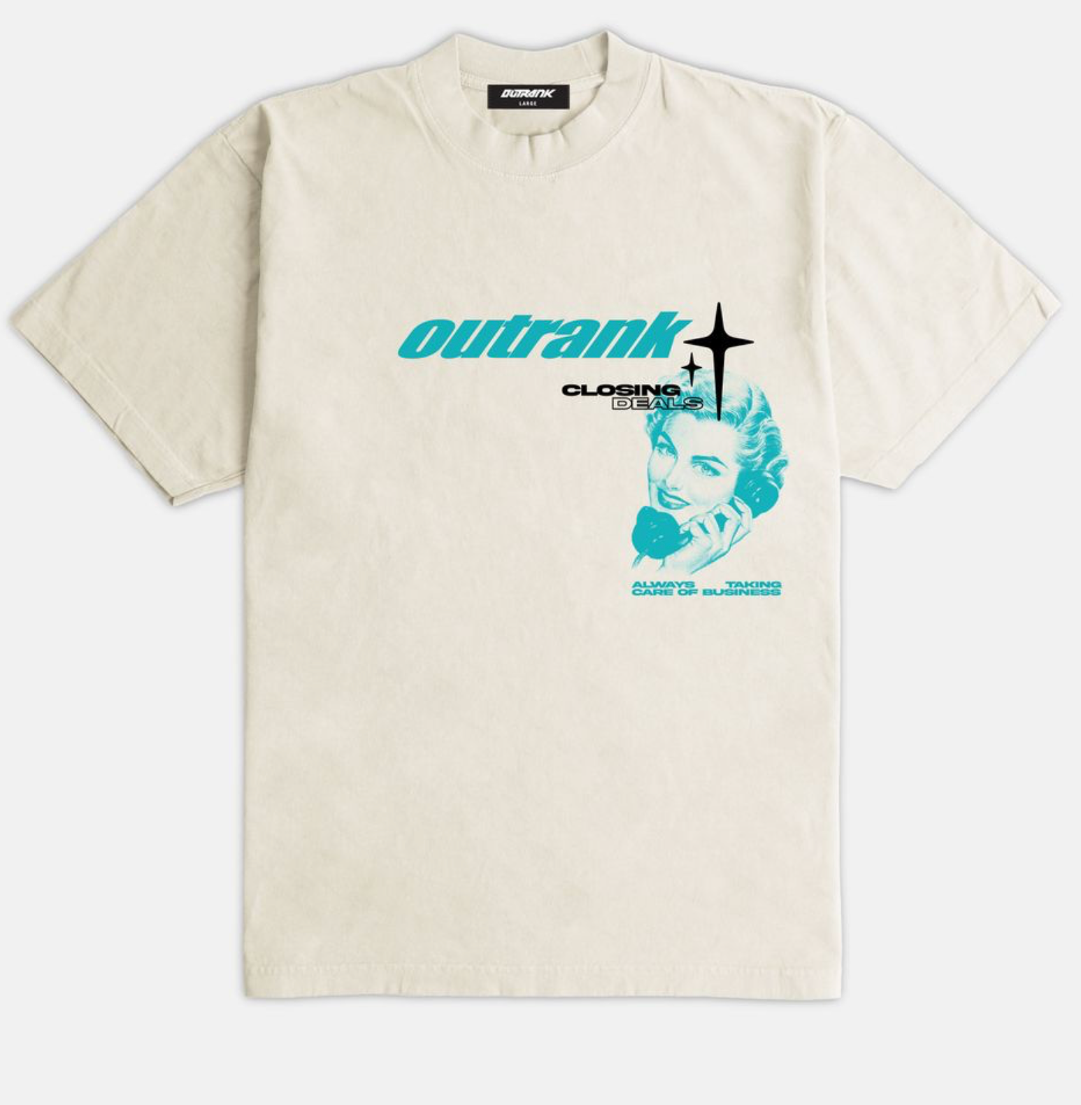Outrank Handling Business Heavyweight T-shirt (Cream) - Outrank