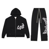 Godspeed OG Logo Sweatsuit V2 (Black/Silver Satin)