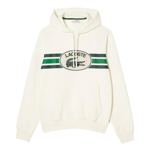 Lacoste Loose Fit Monogram Hoodie (White) - Lacoste
