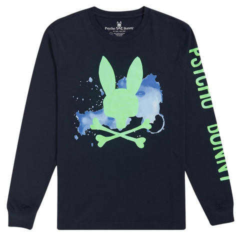 Psycho Bunny Mallette Long Sleeve Graphic Tee (Navy) - Psycho Bunny
