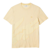 Lacoste Men's Crocodile Print Crew Neck Stretch Organic Cotton T-Shirt (Pale Yellow) - Lacoste