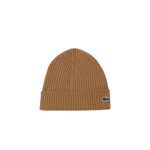 Lacoste Unisex Ribbed Wool Beanie (Brown) - Lacoste
