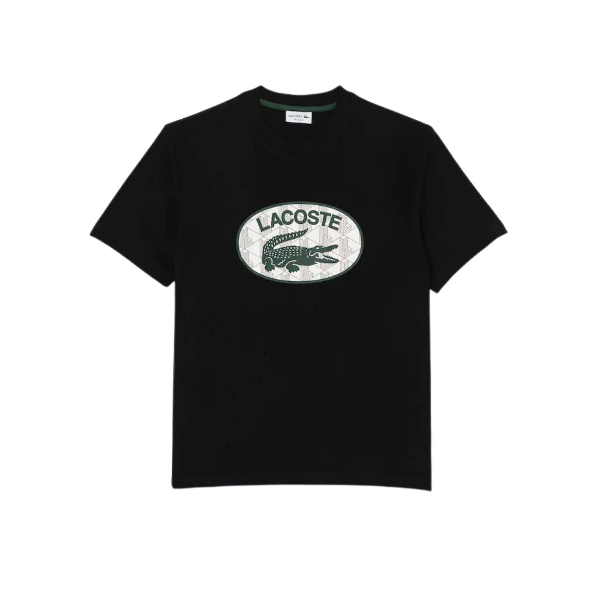 Lacoste Branded Monogram Print T-Shirt (Black) - Lacoste