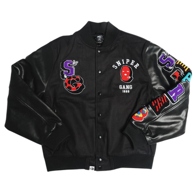 Sniper Gang Varsity Jacket Jacket (Black) - Sniper Gang Apparel