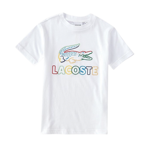 Kids Lacoste Rainbow Alligator Graphic Tee (White) - Lacoste